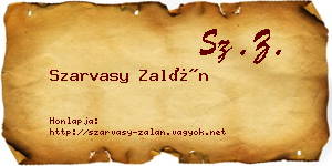 Szarvasy Zalán névjegykártya